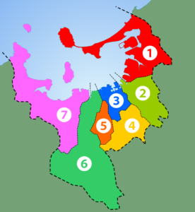 <p><a href="https://commons.wikimedia.org/wiki/File:Wards_of_Fukuoka_City_Japan.png#/media/File:Wards_of_Fukuoka_City_Japan.png">Bild från wikipedia, modifierad.</a><br>"<a href="https://commons.wikimedia.org/wiki/File:Wards_of_Fukuoka_City_Japan.png#/media/File:Wards_of_Fukuoka_City_Japan.png">Wards of Fukuoka City Japan</a>" by <a href="//fi.wikipedia.org/wiki/K%C3%A4ytt%C3%A4j%C3%A4:Ningyou" class="extiw" title="fi:Käyttäjä:Ningyou">User:Ningyou</a>. Licensed under <a href="http://creativecommons.org/licenses/by-sa/2.5" title="Creative Commons Attribution-Share Alike 2.5">CC BY-SA 2.5</a> via <a href="https://commons.wikimedia.org/wiki/">Wikimedia Commons</a>.</p>